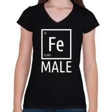 PRINTFASHION Periodic Ironman Női Fehér - Női V-nyakú póló - Fekete