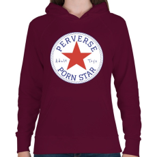 PRINTFASHION Perverz pornósztár - Női kapucnis pulóver - Bordó