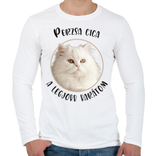 PRINTFASHION Perzsa cica - Legjobb barát - Férfi hosszú ujjú póló - Fehér férfi póló