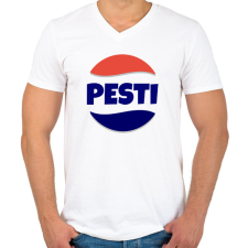 PRINTFASHION PESTI - Férfi V-nyakú póló - Fehér férfi póló
