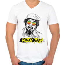 PRINTFASHION Peter Tosh - Reggae - Férfi V-nyakú póló - Fehér férfi póló