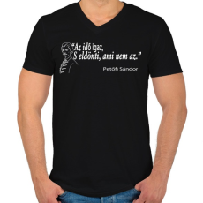 PRINTFASHION Petőfi gondolata az időről - Férfi V-nyakú póló - Fekete