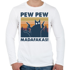 PRINTFASHION Pew Pew Madafakas cica - Férfi hosszú ujjú póló - Fehér férfi póló