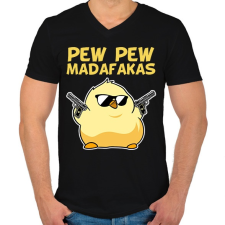 PRINTFASHION Pew Pew madafakas csirke - Férfi V-nyakú póló - Fekete férfi póló