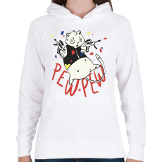 PRINTFASHION Pew pew madafakas hörcsög - Női kapucnis pulóver - Fehér