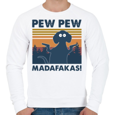 PRINTFASHION Pew pew madafakas kutya - Férfi pulóver - Fehér