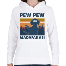 PRINTFASHION Pew pew madafakas kutya - Női kapucnis pulóver - Fehér női pulóver, kardigán