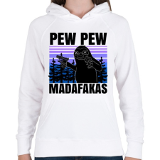 PRINTFASHION Pew Pew Madafakas lajhár - Női kapucnis pulóver - Fehér női pulóver, kardigán