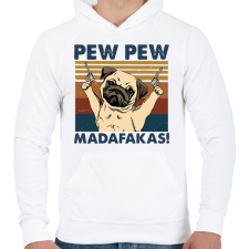 PRINTFASHION Pew Pew Madafakas mopsz - Férfi kapucnis pulóver - Fehér férfi pulóver, kardigán