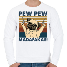 PRINTFASHION Pew Pew Madafakas mopsz - Férfi pulóver - Fehér férfi pulóver, kardigán