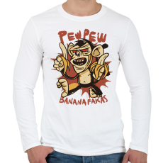 PRINTFASHION Pew pew majom bananafakas - Férfi hosszú ujjú póló - Fehér