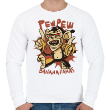 PRINTFASHION Pew pew majom bananafakas - Férfi pulóver - Fehér férfi pulóver, kardigán