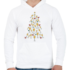 PRINTFASHION Pezsgő karácsonyfa - Férfi kapucnis pulóver - Fehér férfi pulóver, kardigán