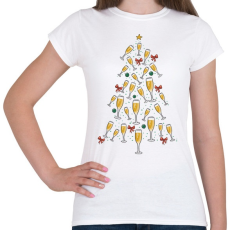 PRINTFASHION Pezsgő karácsonyfa - Női póló - Fehér