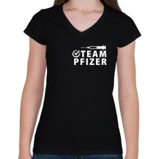 PRINTFASHION Pfizer Team - Női V-nyakú póló - Fekete