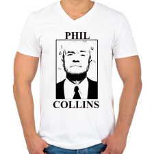 PRINTFASHION Phil Collins - Férfi V-nyakú póló - Fehér férfi póló