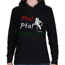 PRINTFASHION PIA PIA OLCSÓPIA - Női kapucnis pulóver - Fekete női pulóver, kardigán