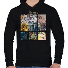 PRINTFASHION Picasso - részletek - Férfi kapucnis pulóver - Fekete férfi pulóver, kardigán
