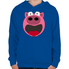 PRINTFASHION Pig - Gyerek kapucnis pulóver - Királykék gyerek pulóver, kardigán