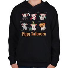 PRINTFASHION Piggy Halloween - Gyerek kapucnis pulóver - Fekete