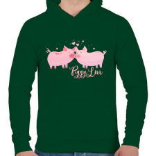 PRINTFASHION piggy_love - Férfi kapucnis pulóver - Sötétzöld férfi pulóver, kardigán