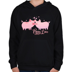 PRINTFASHION piggy_love - Gyerek kapucnis pulóver - Fekete