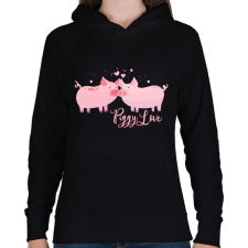 PRINTFASHION piggy_love - Női kapucnis pulóver - Fekete női pulóver, kardigán