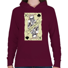 PRINTFASHION Pikk király - Női kapucnis pulóver - Bordó