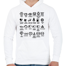 PRINTFASHION Piktogrammok jelentése - Férfi kapucnis pulóver - Fehér