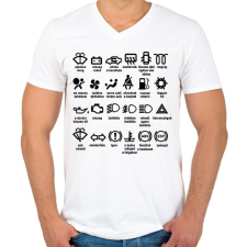 PRINTFASHION Piktogrammok jelentése - Férfi V-nyakú póló - Fehér férfi póló