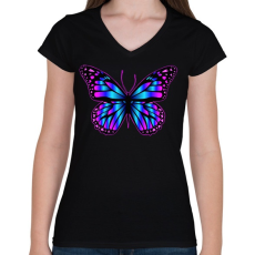 PRINTFASHION Pillangó - Női V-nyakú póló - Fekete