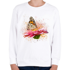 PRINTFASHION pillangó virágon - Gyerek pulóver - Fehér gyerek pulóver, kardigán