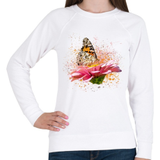 PRINTFASHION pillangó virágon - Női pulóver - Fehér