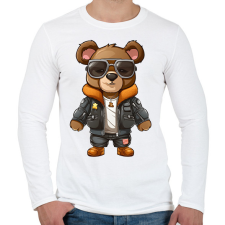 PRINTFASHION Pilóta maci - Férfi hosszú ujjú póló - Fehér férfi póló