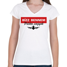 PRINTFASHION Pilóta vagyok - Női V-nyakú póló - Fehér női póló