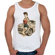 PRINTFASHION Pin up - Férfi atléta - Fehér női trikó