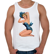 PRINTFASHION Pin up lány - Férfi atléta - Fehér atléta, trikó