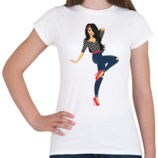PRINTFASHION Pin up lány - Női póló - Fehér női póló