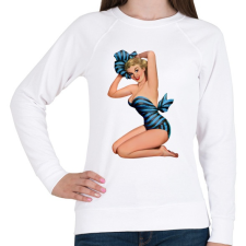 PRINTFASHION Pin up lány - Női pulóver - Fehér női pulóver, kardigán