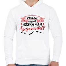 PRINTFASHION Pincér vagyok - Férfi kapucnis pulóver - Fehér