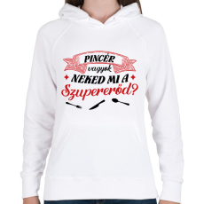 PRINTFASHION Pincér vagyok - Női kapucnis pulóver - Fehér