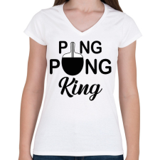 PRINTFASHION Ping Pong King - Női V-nyakú póló - Fehér női póló