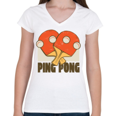 PRINTFASHION Ping Pong - Női V-nyakú póló - Fehér