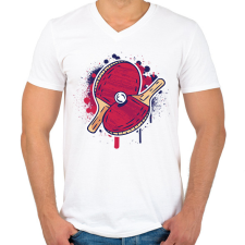 PRINTFASHION Pingpong - Férfi V-nyakú póló - Fehér férfi póló
