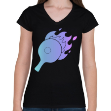 PRINTFASHION pingpong - Női V-nyakú póló - Fekete női póló