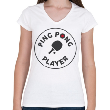 PRINTFASHION PingPong player - Női V-nyakú póló - Fehér női póló