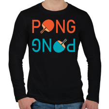 PRINTFASHION PingPong - Ütővel - Férfi hosszú ujjú póló - Fekete férfi póló