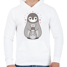 PRINTFASHION Pingvin család - Férfi kapucnis pulóver - Fehér női pulóver, kardigán