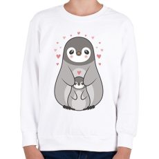 PRINTFASHION Pingvin család - Gyerek pulóver - Fehér