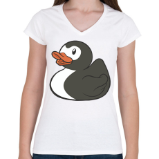 PRINTFASHION Pingvin gumikacsa - Női V-nyakú póló - Fehér